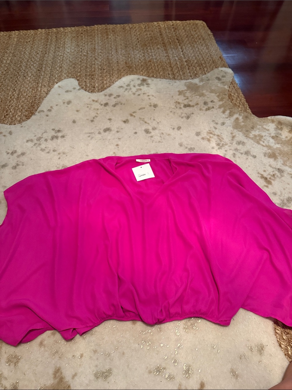 V-Neck Batwing Tunic in Bright Fuchsia